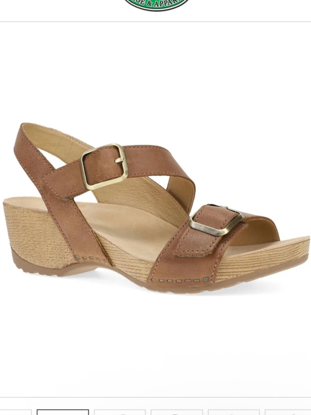 Dansko $140 Trinity Supportive Wedge Sandals Tan Burnished Nubuck Leather EU 39